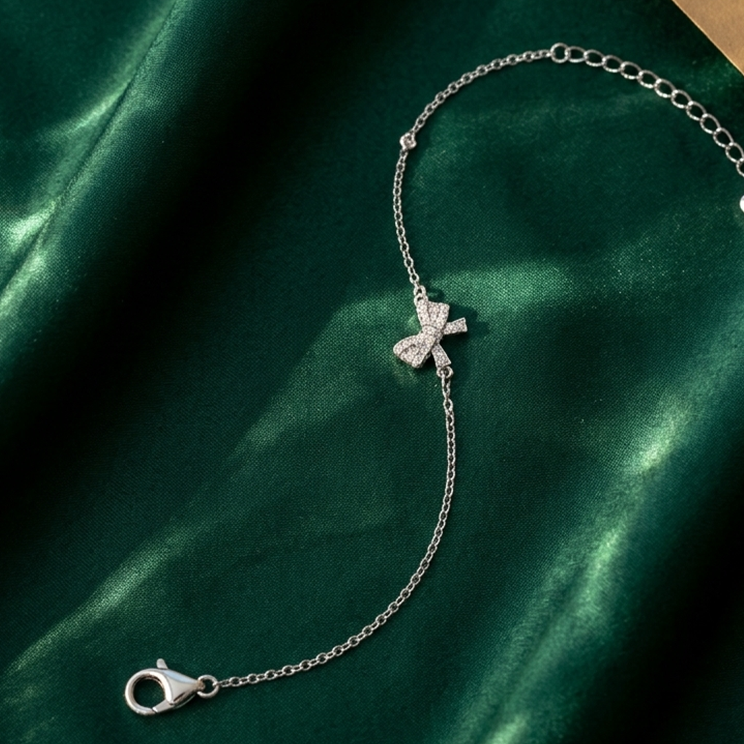 Colette Petite Bow Silver Anklet