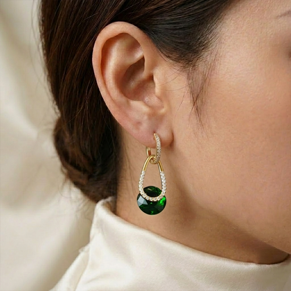 The Linear Halo Drop Earrings - Back