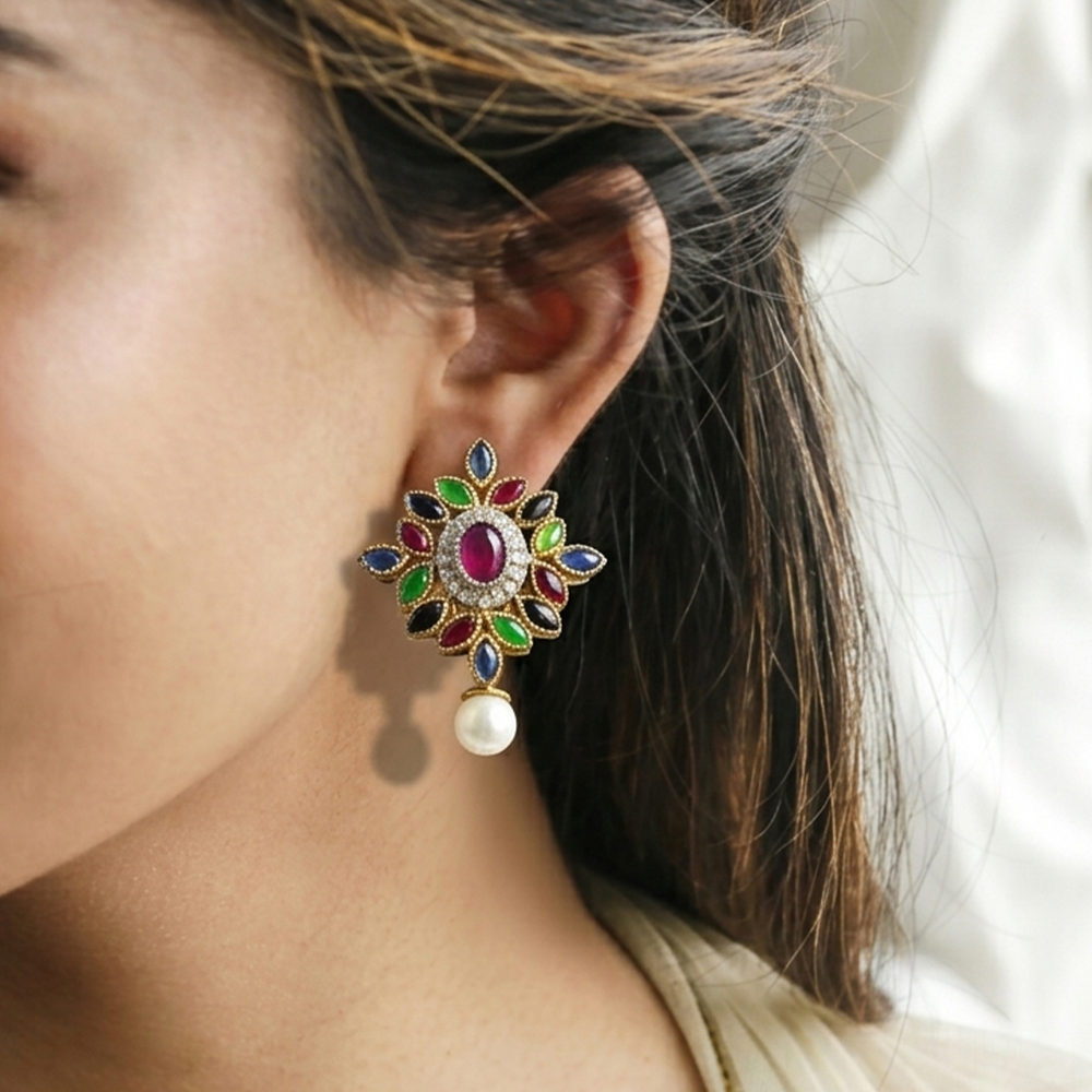 The Rajkumari Starburst Statement Earrings - Back