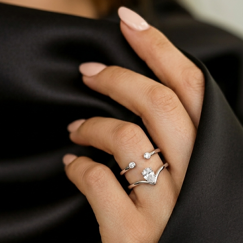 Freya Pear Wrap Ring - Back