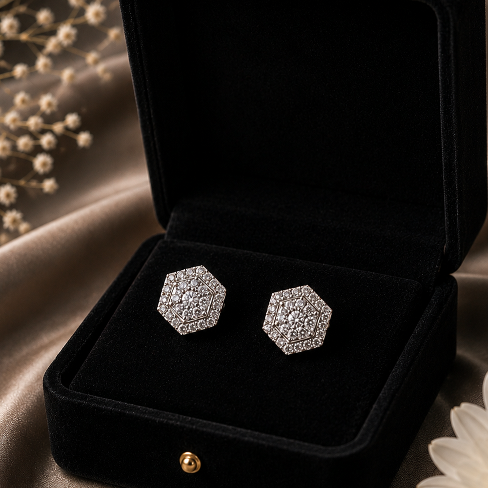 Hexa Geometric Stud Earrings