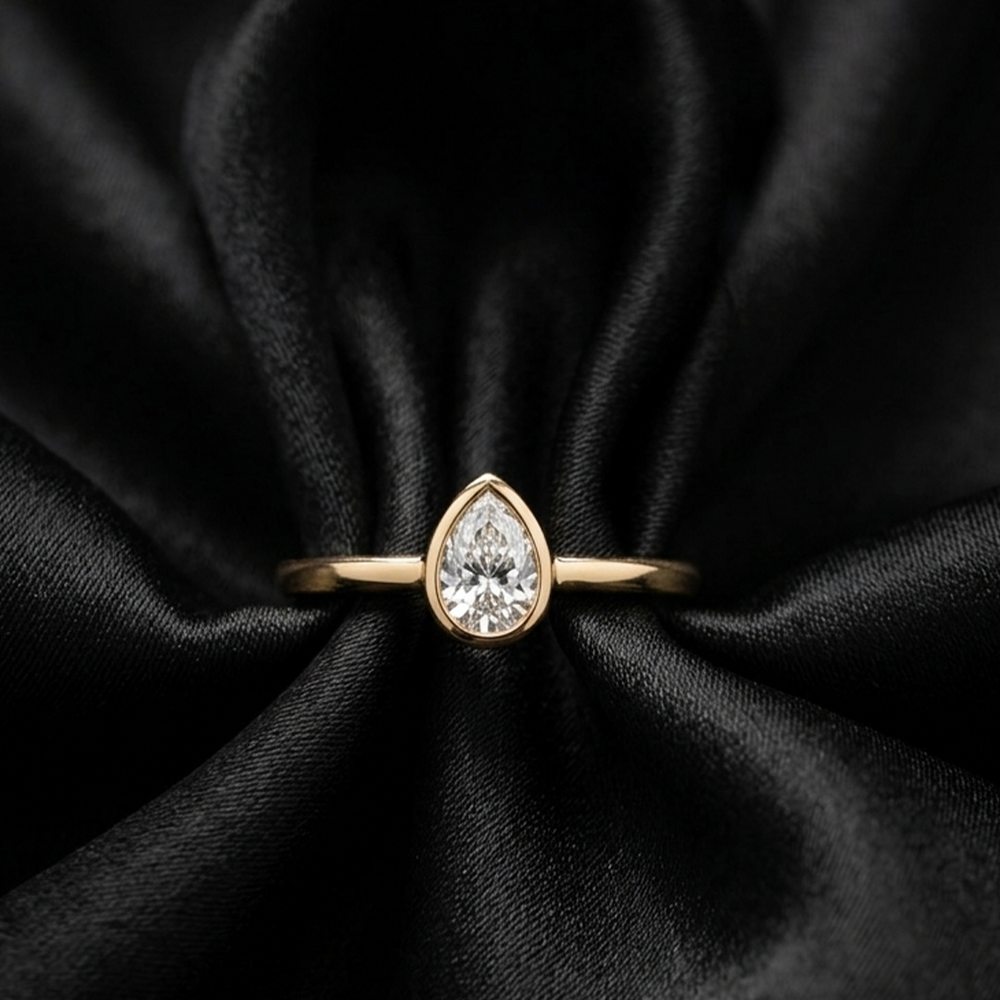 Iris Pear Bezel Minimalist Ring