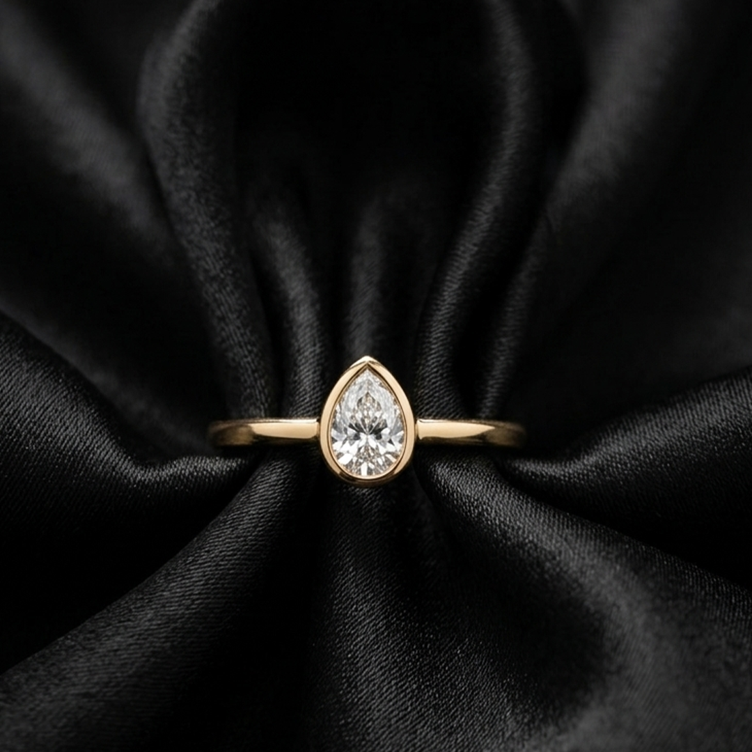 Iris Pear Bezel Minimalist Ring