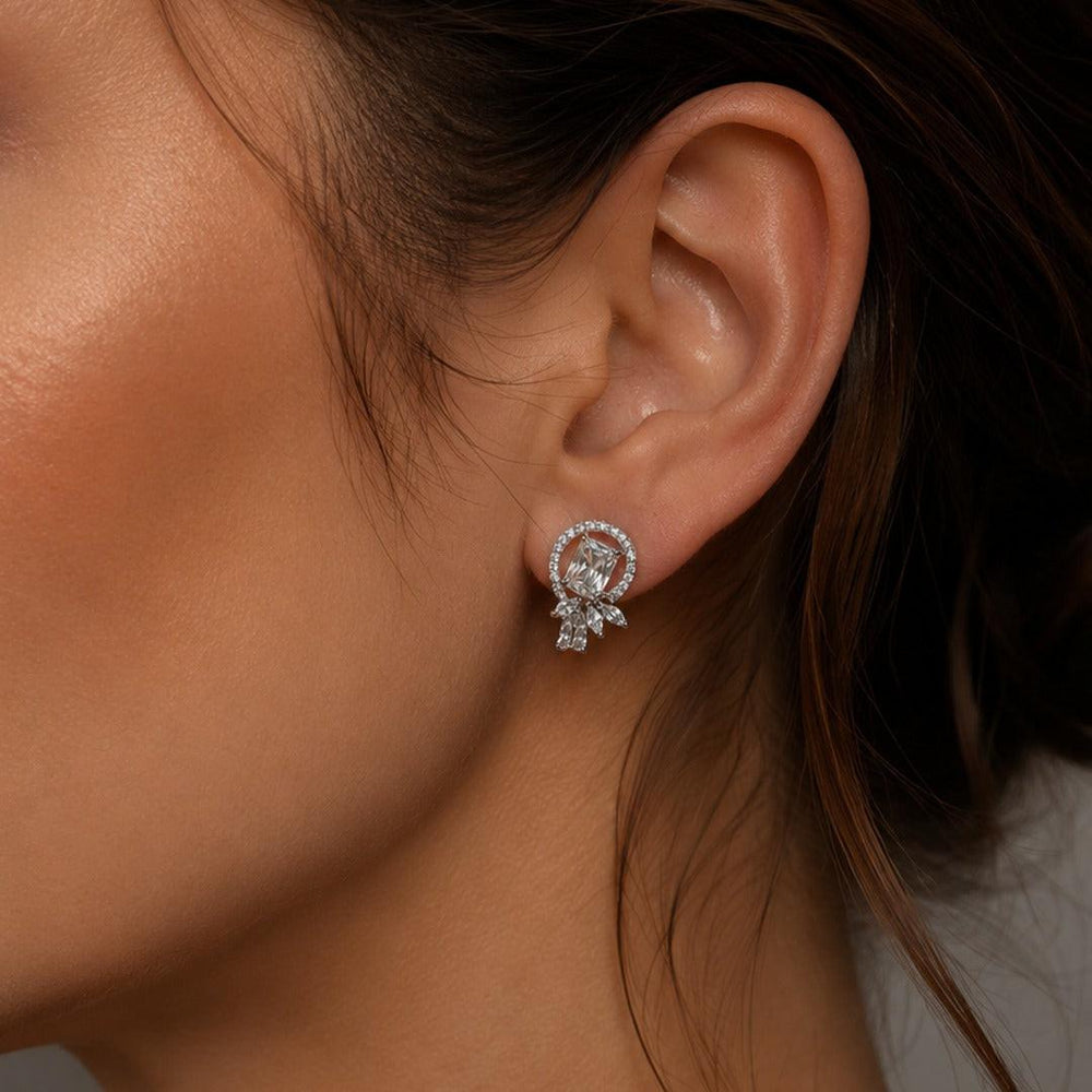 Celine Emerald-Cut Stud Earrings - Back
