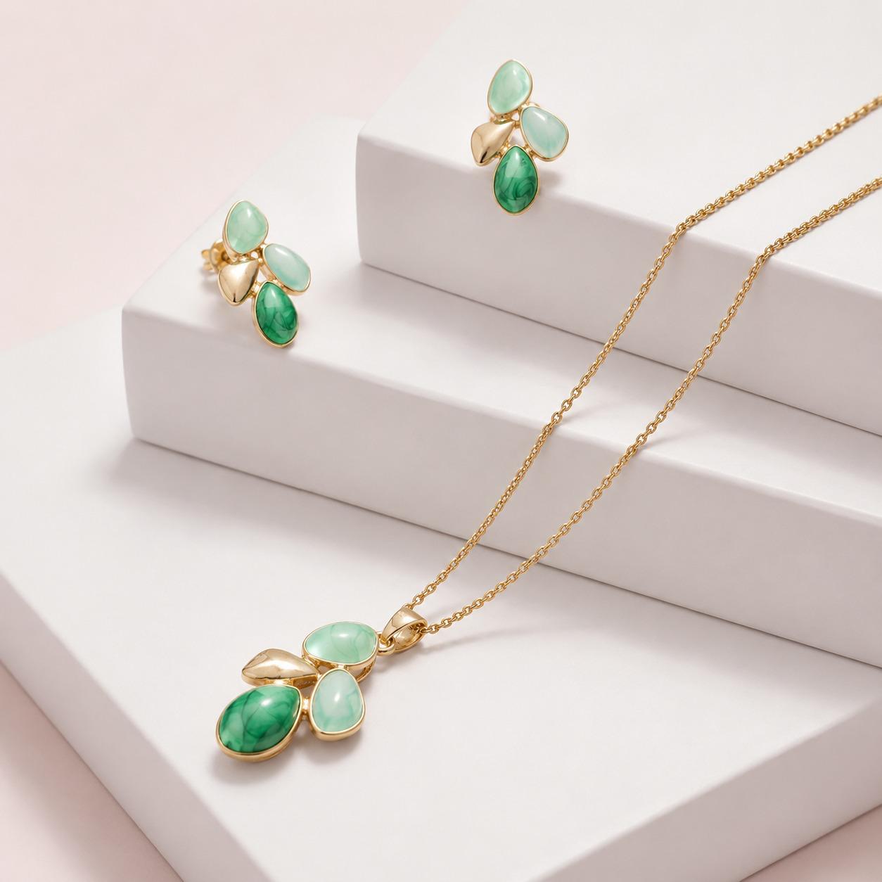 Sculptural Pebble Set – Pendant and Earrings Set for Women