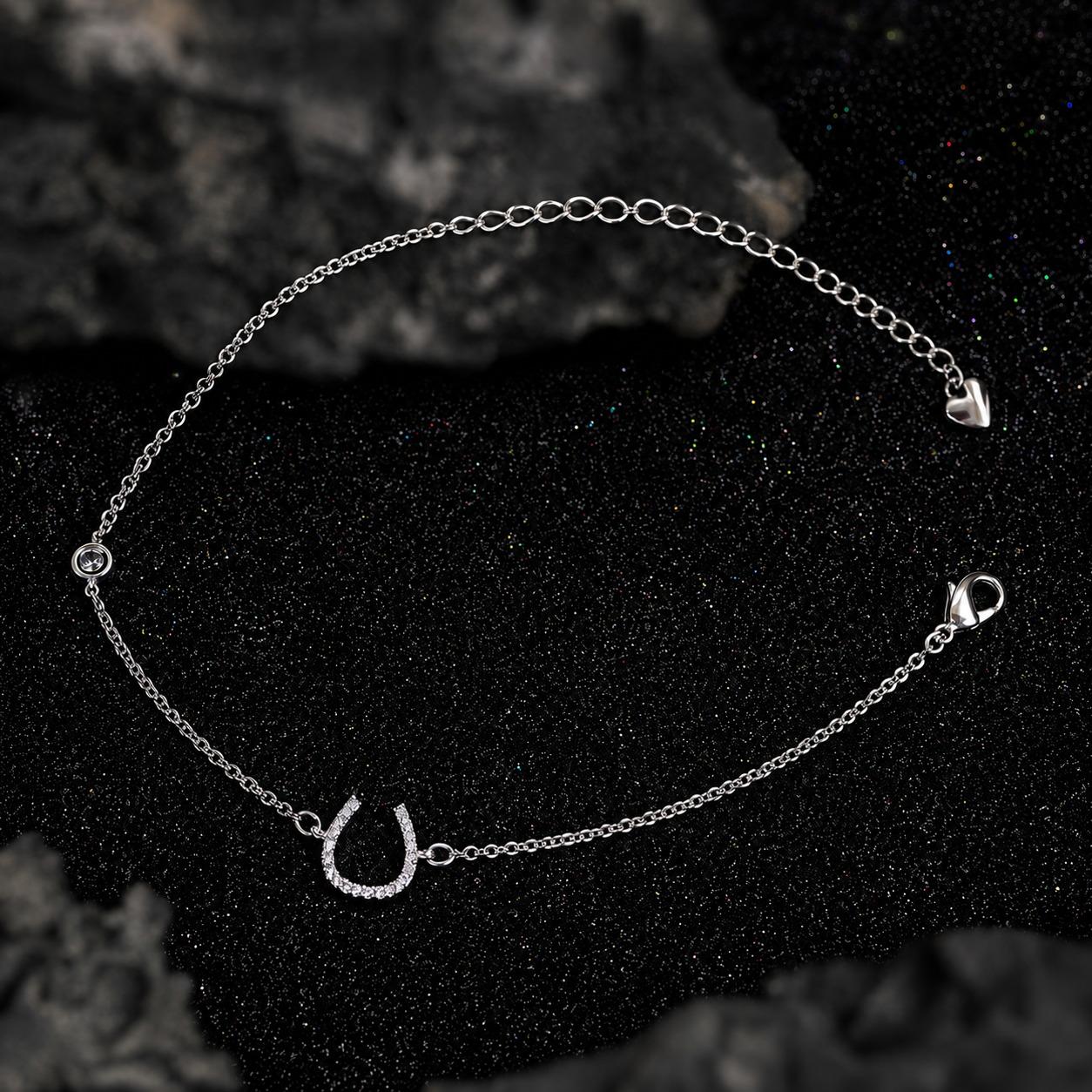 Horseshoe Chain Anklet – Crystal Charm Anklet for Women