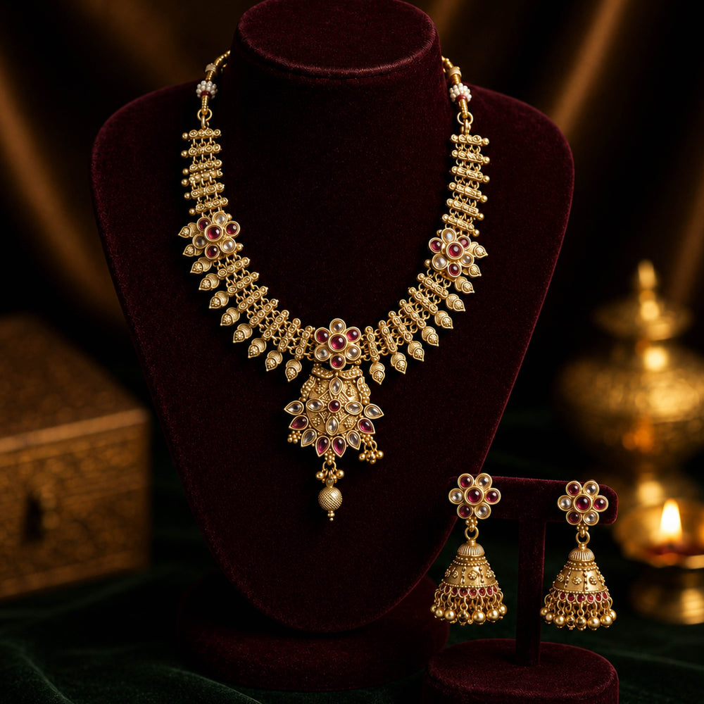 Maharani Kundan Necklace Set – Bridal Kundan Necklace Set