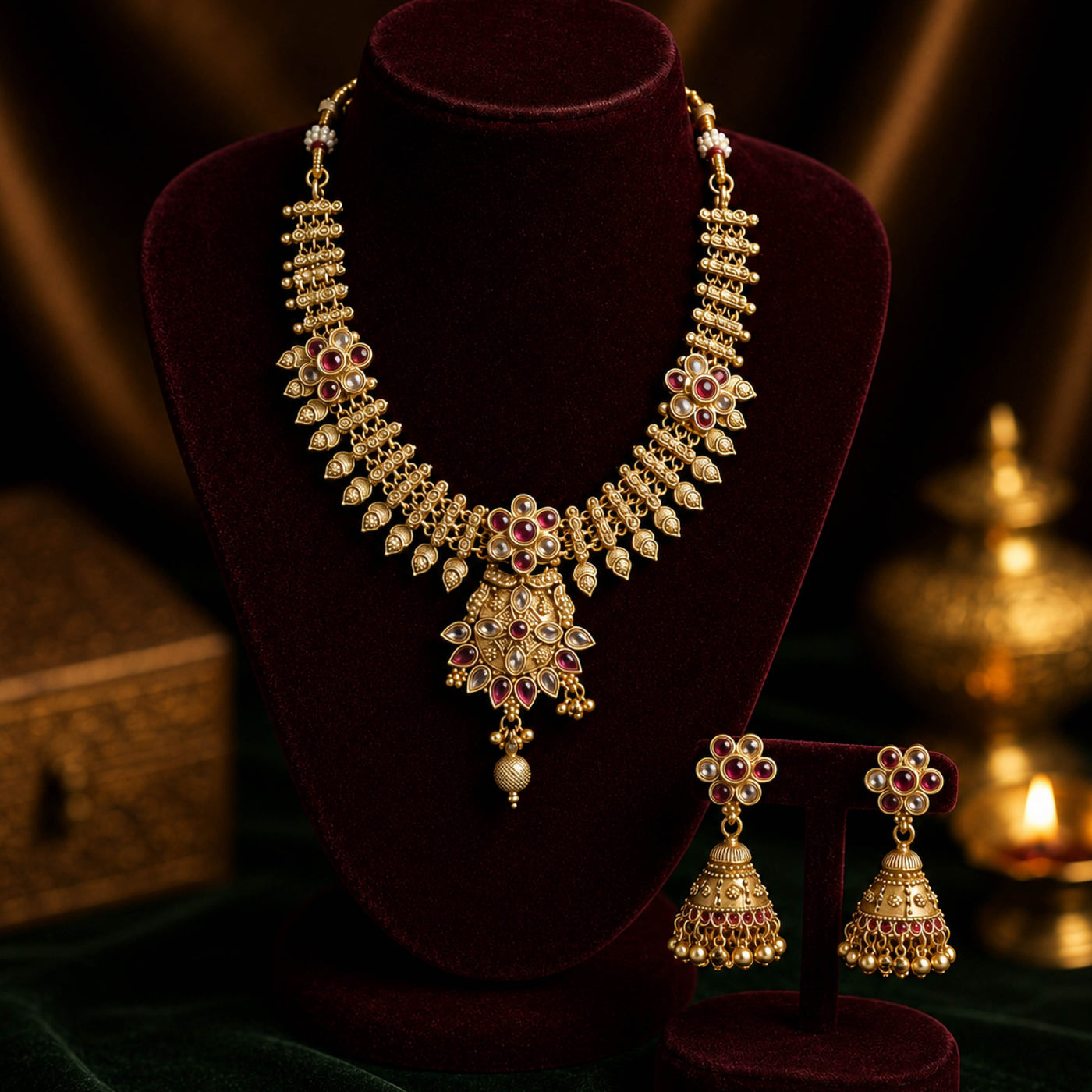 Maharani Kundan Necklace Set – Bridal Kundan Necklace Set