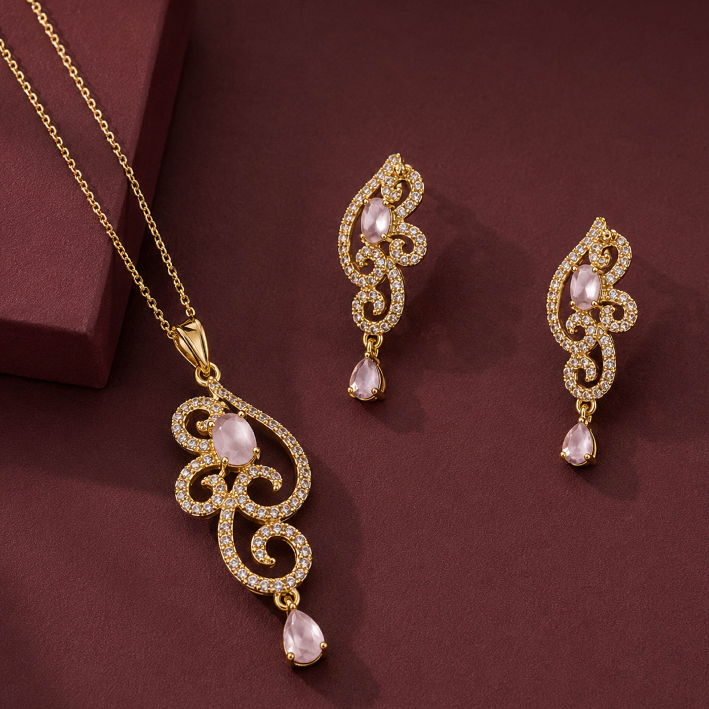 Ophelia Filigree Gemstone & Crystal Pendant Set