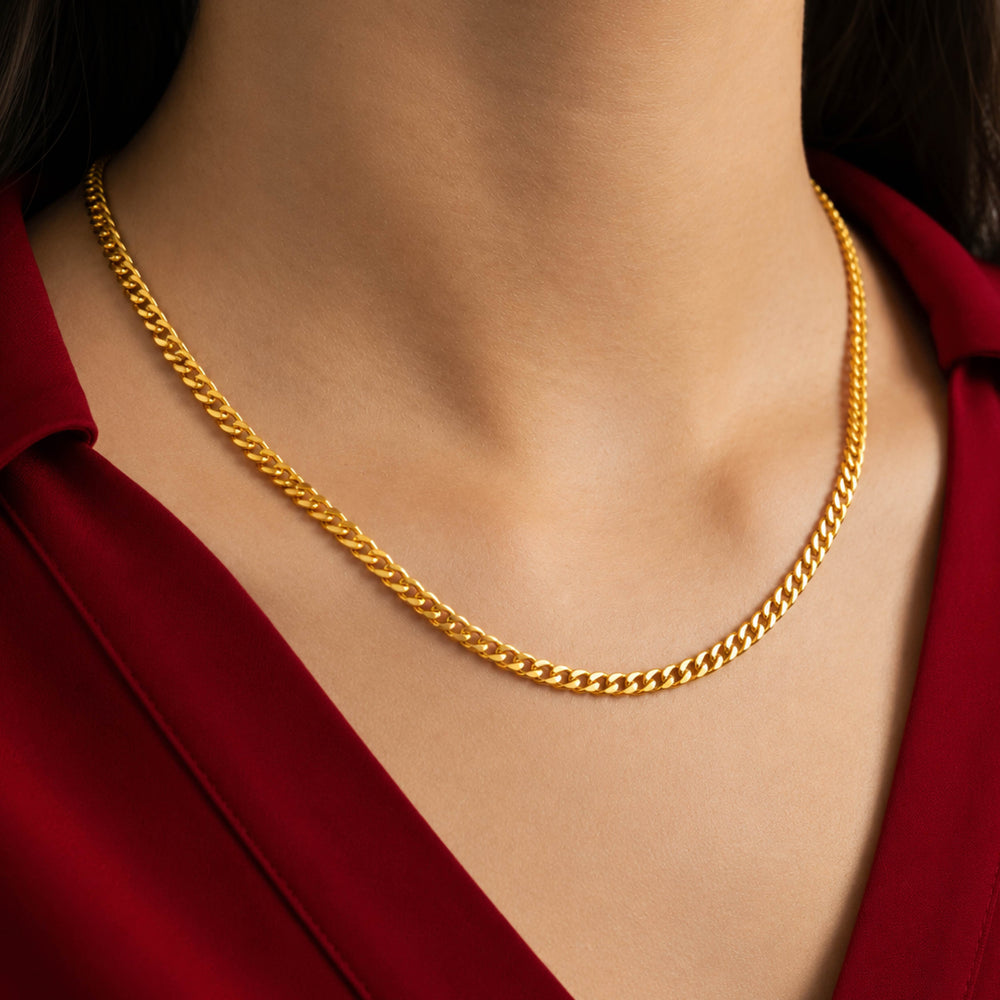 Aethel Gold Curb Chain Necklace - Back