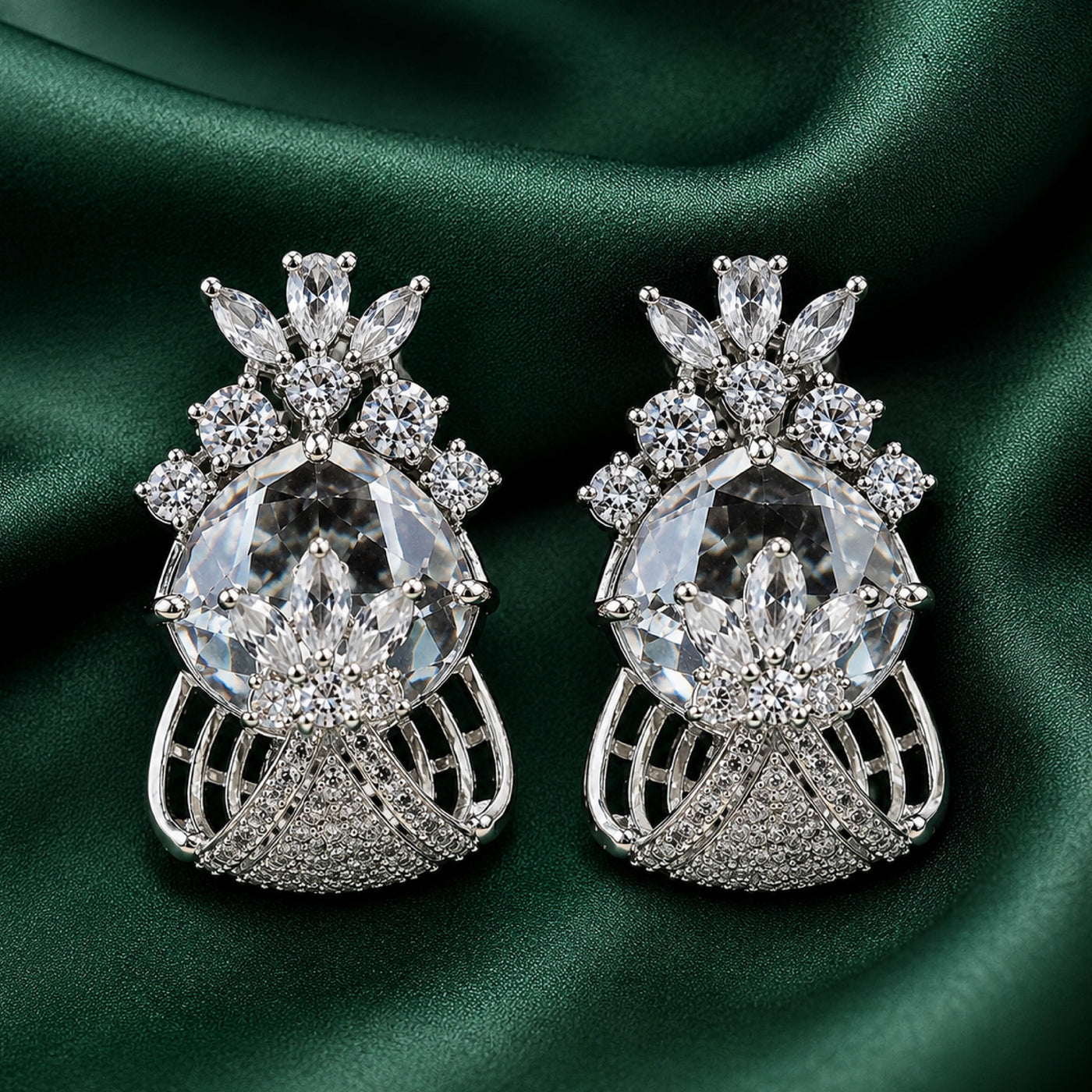 Lyra Crest Crystal Statement Studs