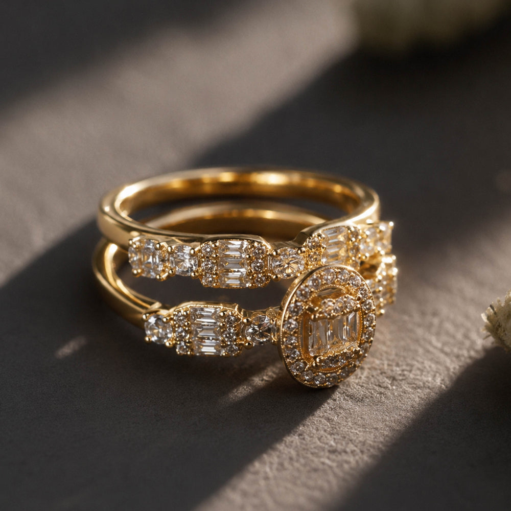Royal Halo Stacking Ring Set – Oval Halo Stacked Ring for Women
