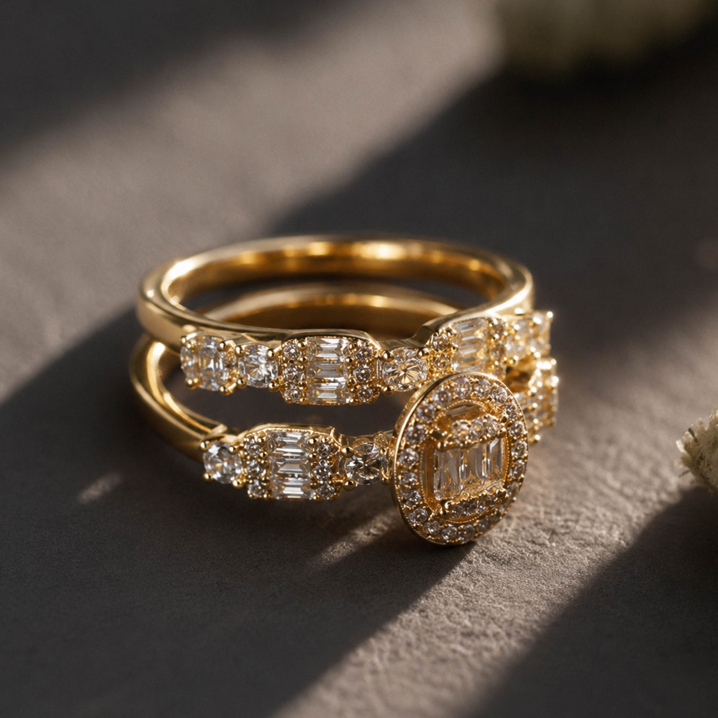 Royal Halo Stacking Ring Set – Oval Halo Stacked Ring for Women