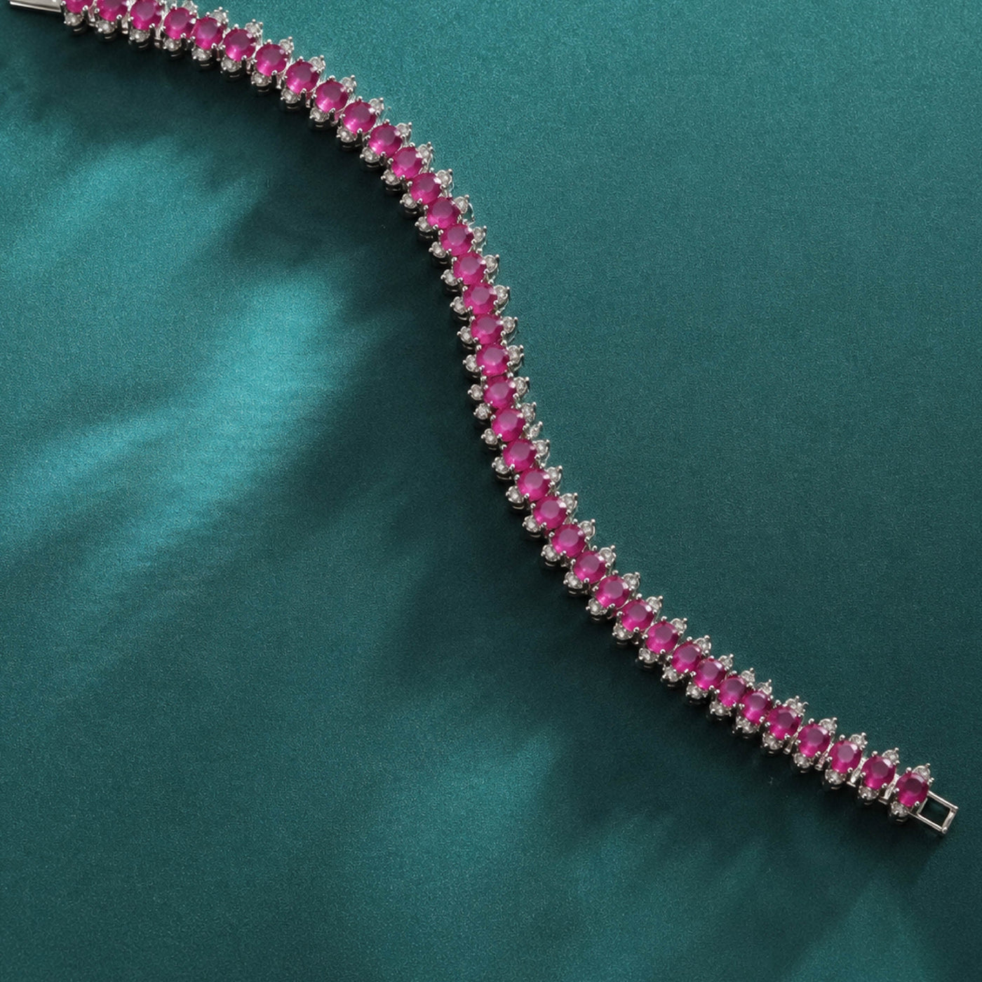 Magenta Splendor Line Bracelet – Luxury Bracelet for Women with Brilliant Red Stones