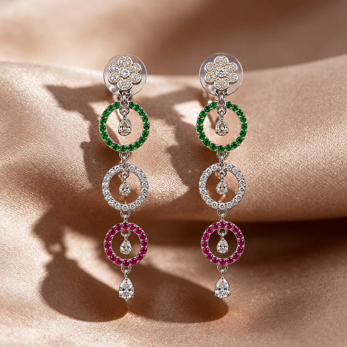 Kaleidoscope Tiered Drop Earrings – Colourful Drop Earrings for Women