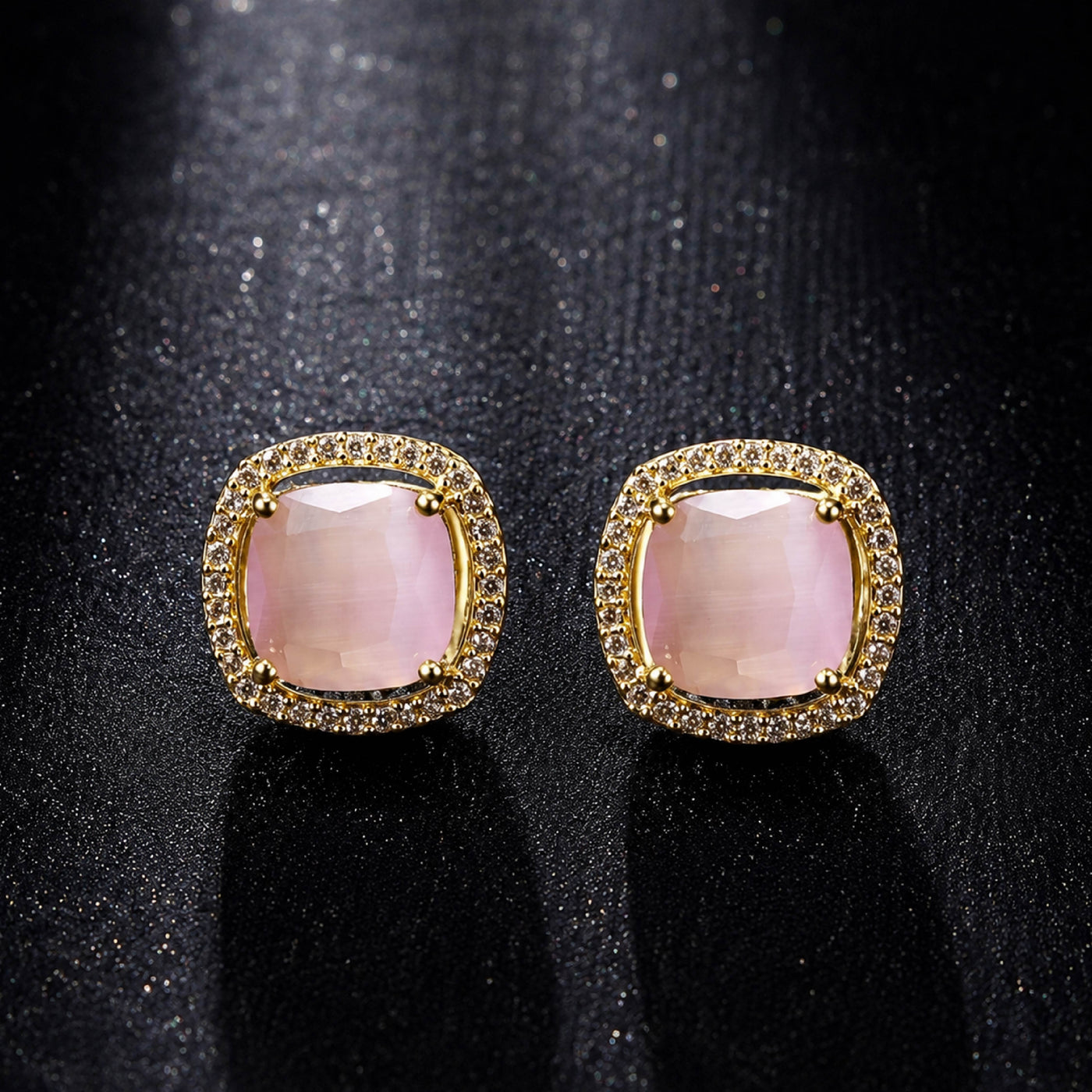 Prism Square Halo Drops – Cushion-Cut Drop Earrings for Women