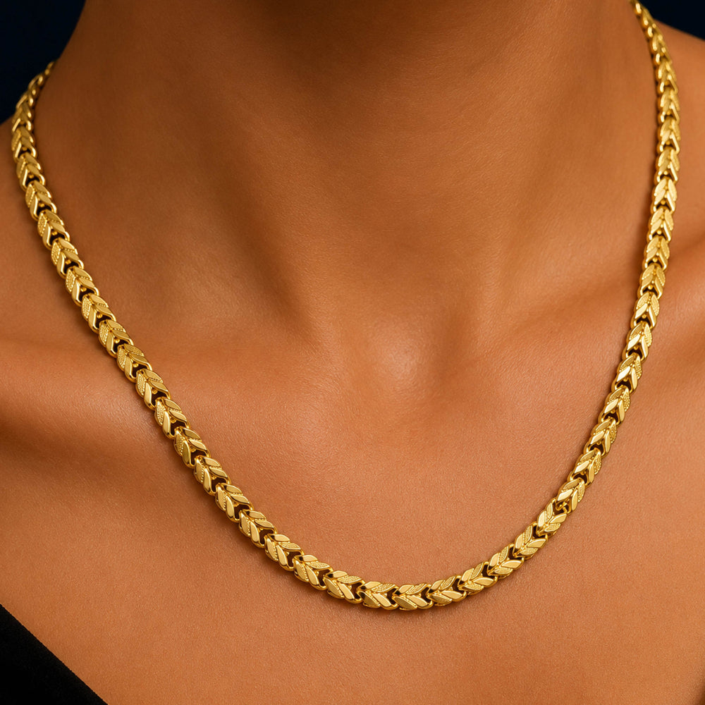 Vara Geometric Gold Chain for Women - Back