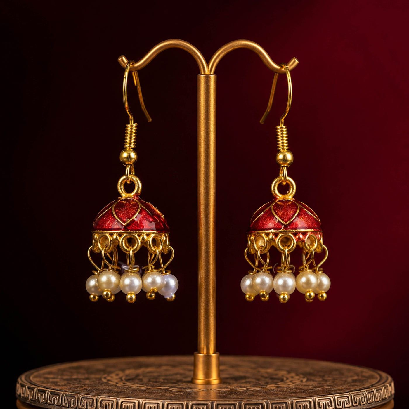Heritage Pearl Bell Jhumka – Traditional Jhumka Earrings with Pearl Drops