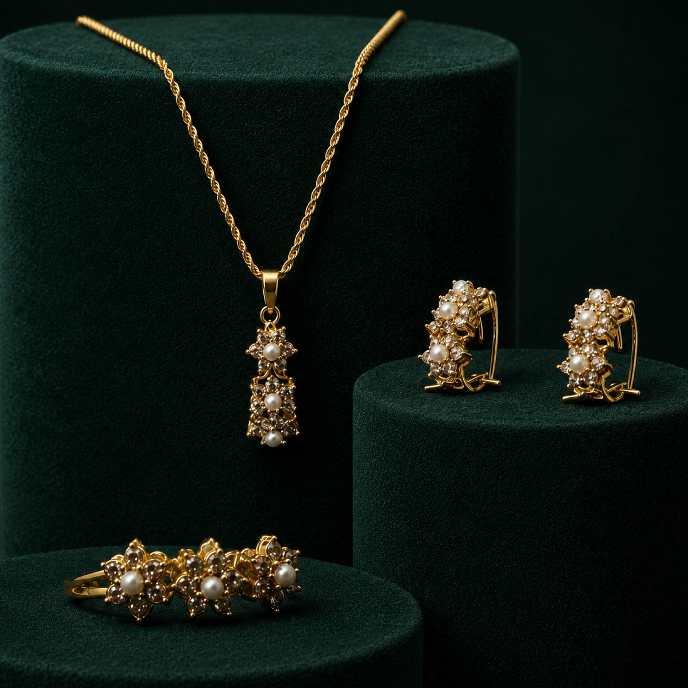 Pearl Floret Set – Floral Pearl Jewellery Set