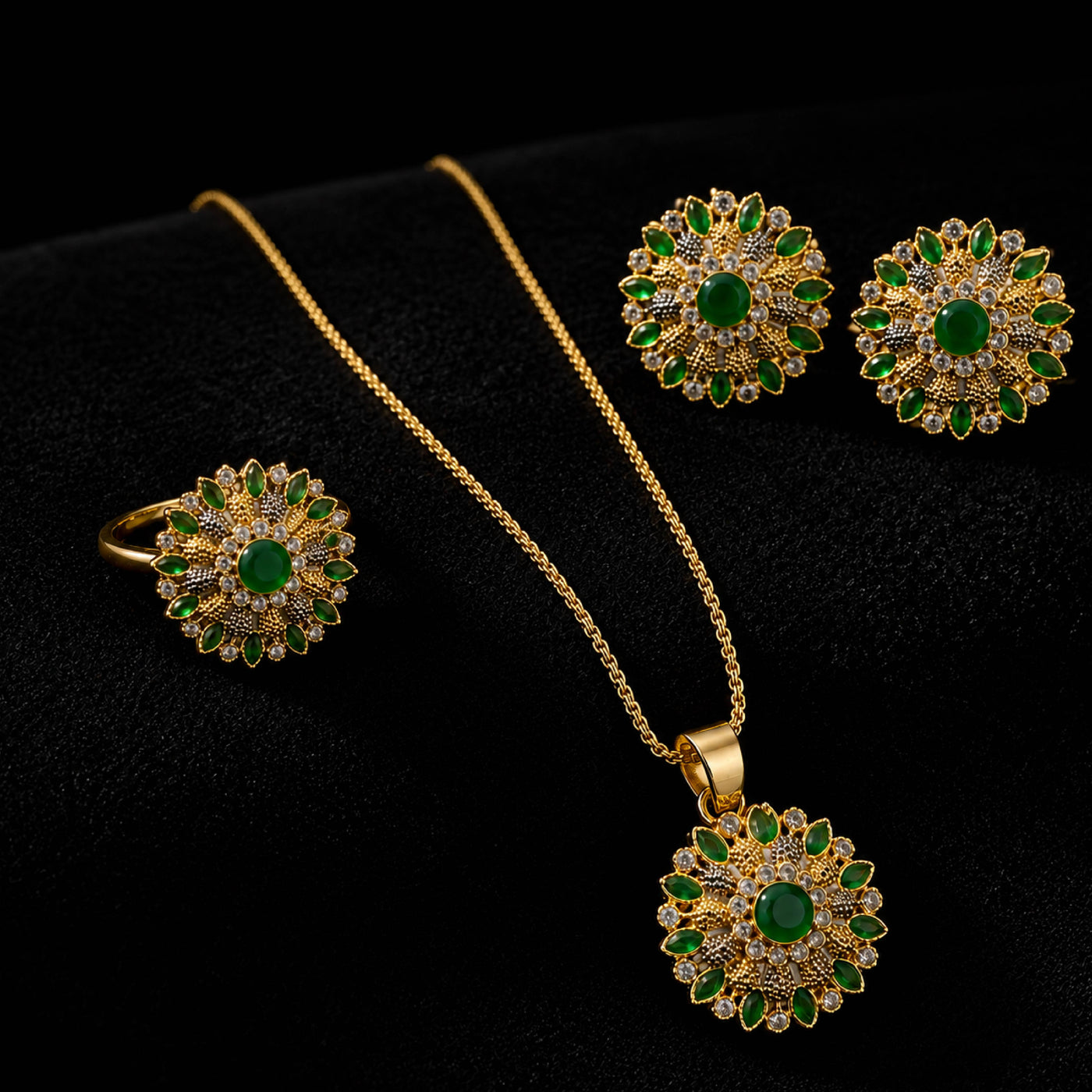 Golden Sunflower Jewellery Set – Floral Jewellery Set for Women