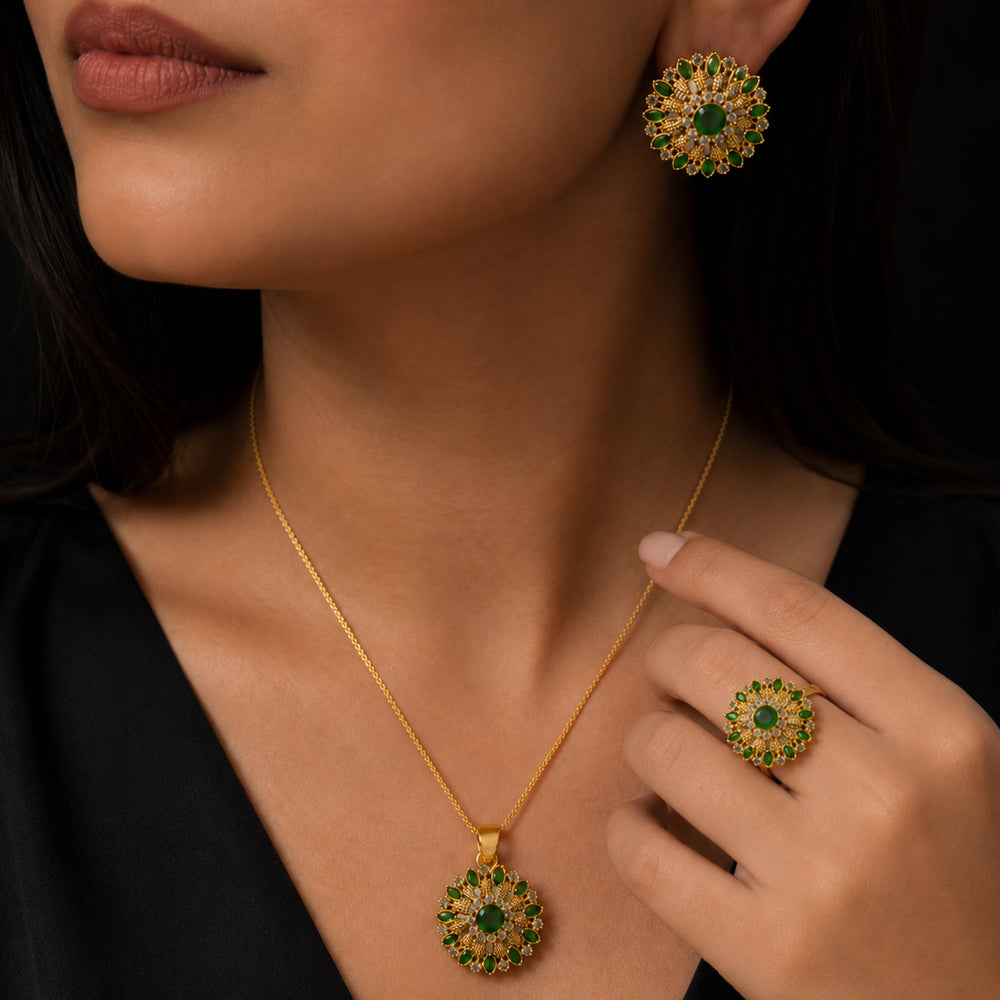 Golden Sunflower Jewellery Set – Floral Jewellery Set for Women - Back