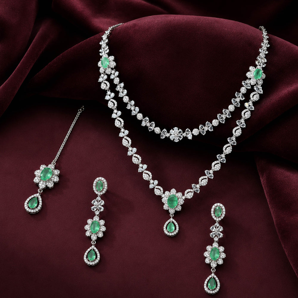 Emerald Layered Set – Bridal Layered Necklace Set