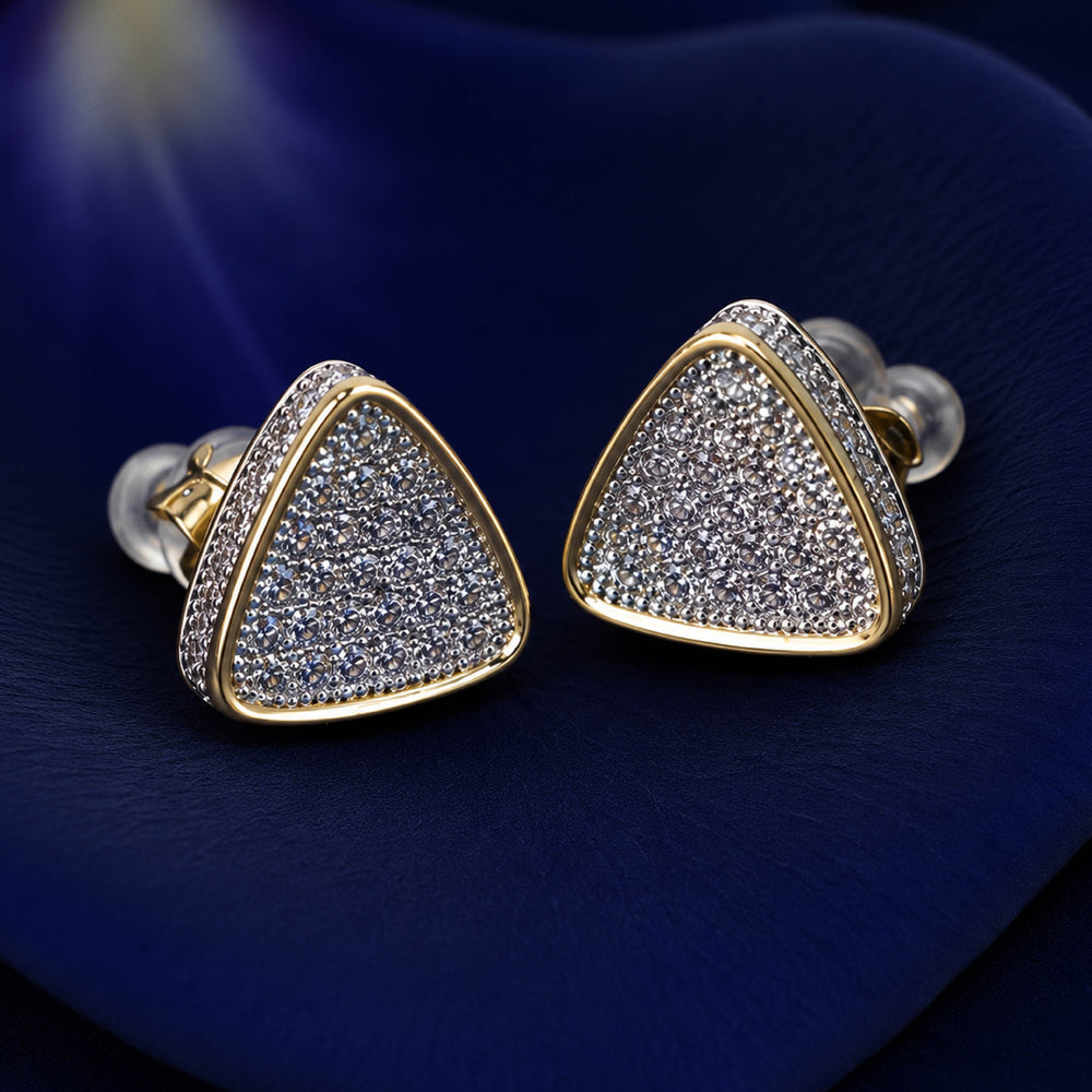 Gilded Triangle Pavé Earrings – Geometric Gold Earrings for Women