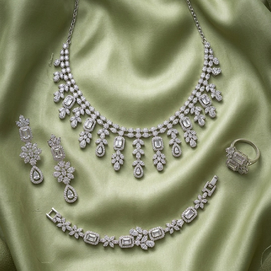 The Celestial Bloom Set – Floral Pendant Set for Women