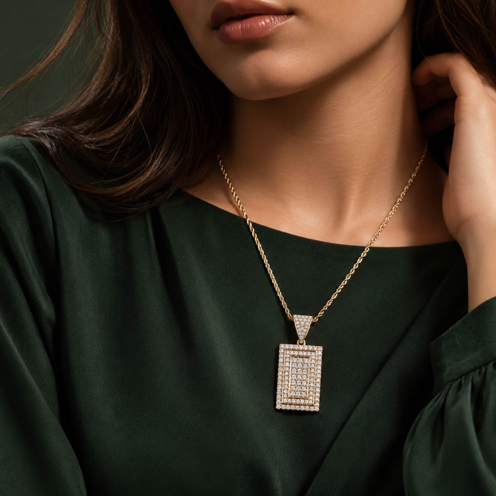 Prism Square Set – Geometric Rectangular Pendant Set for Women - Back