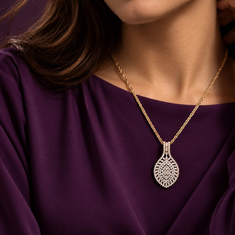 Filigree Marquis Set – Elegant Crystal Pendant Set for Women - Back
