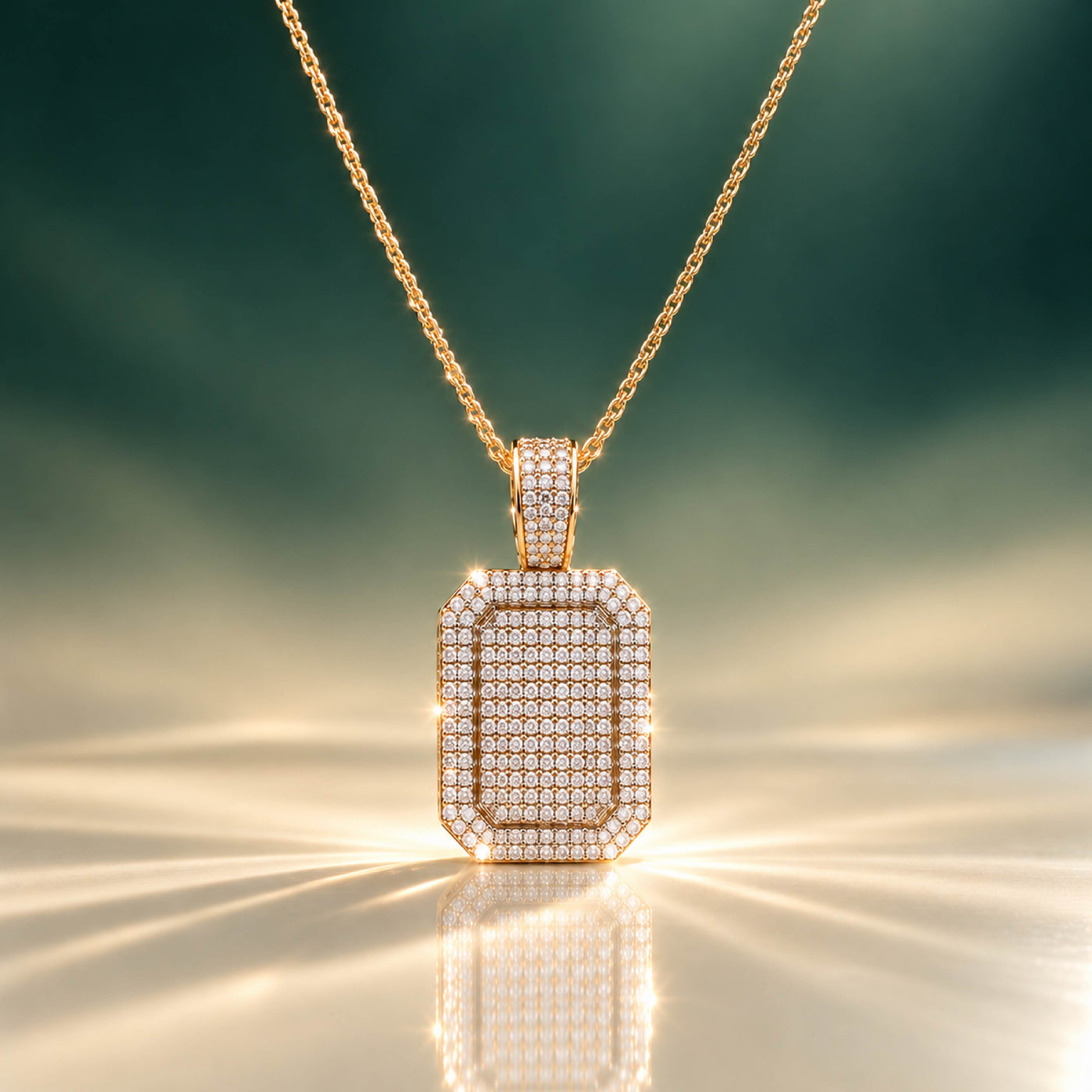 Aurelia Octagon Set – Pavé Gold Pendant Set for Women