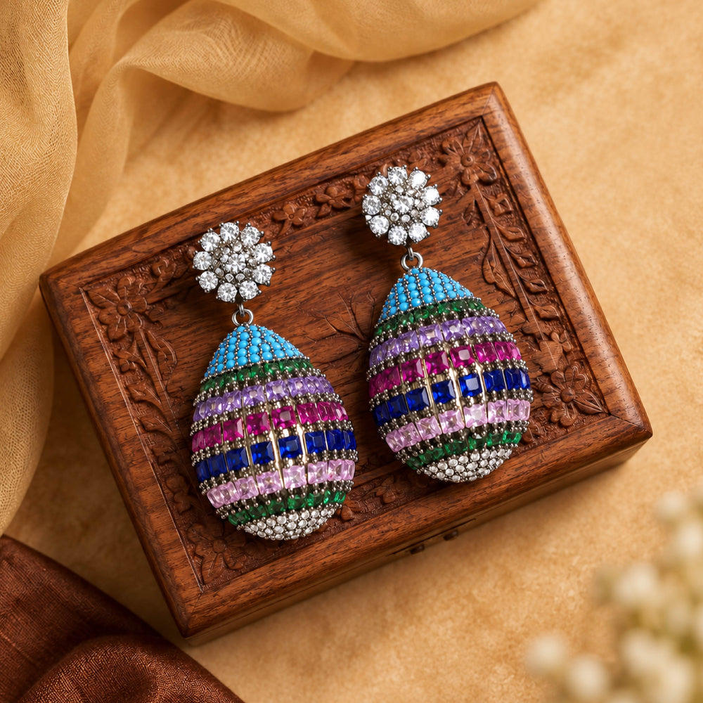 Mosaic Ovoid Earrings – Multicolor Statement Earrings