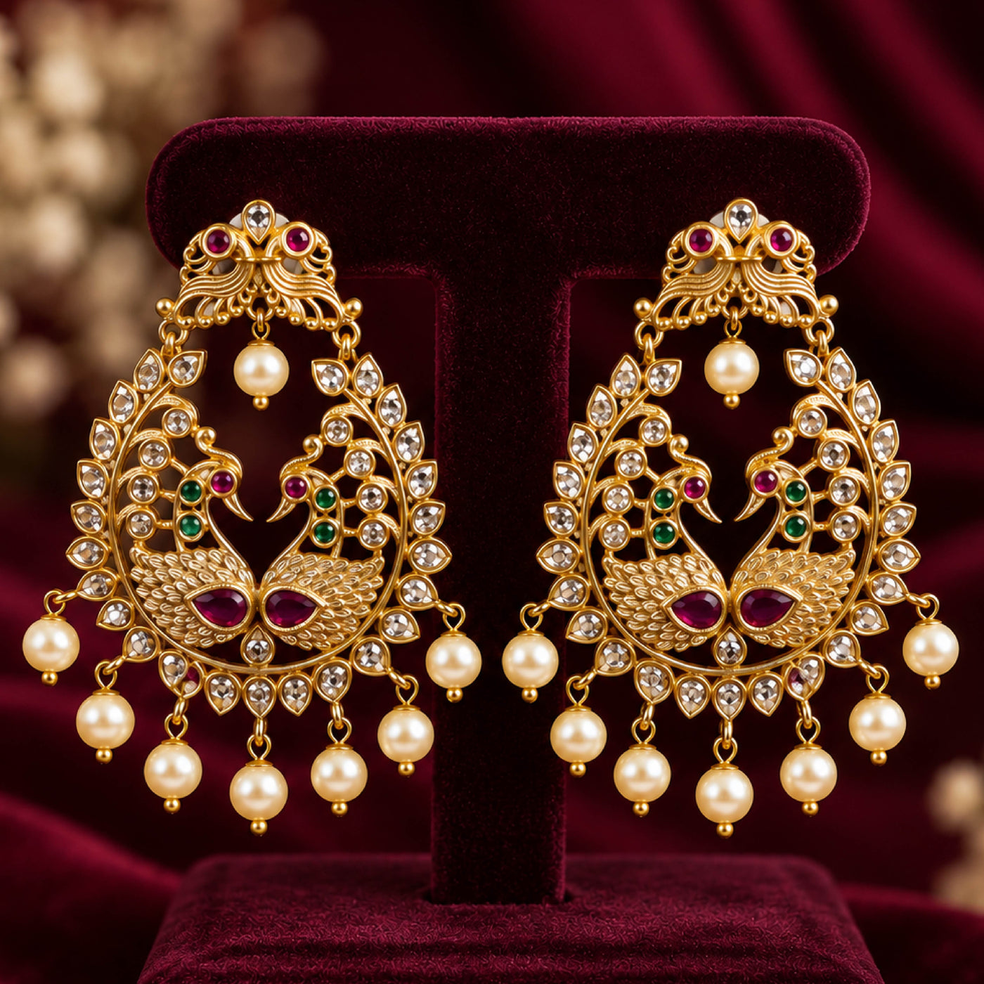 Mayura Peacock Chandbali – Traditional Peacock Earrings for Women