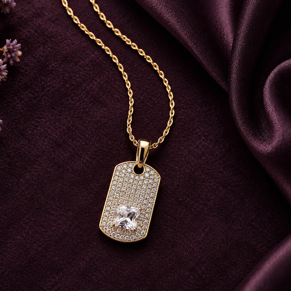 Sovereign Set – Crystal Gold Dog Tag Pendant Set