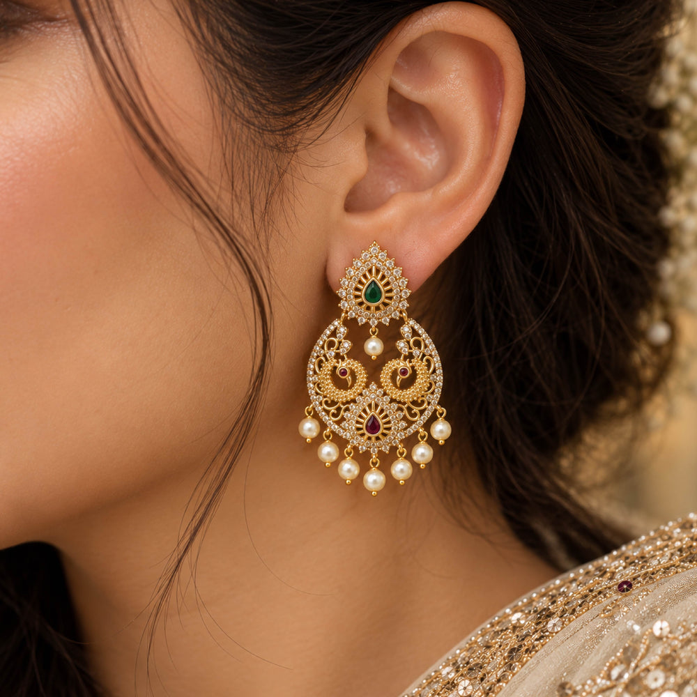 Zorah Heritage Filigree Peacock Jhumka - Back