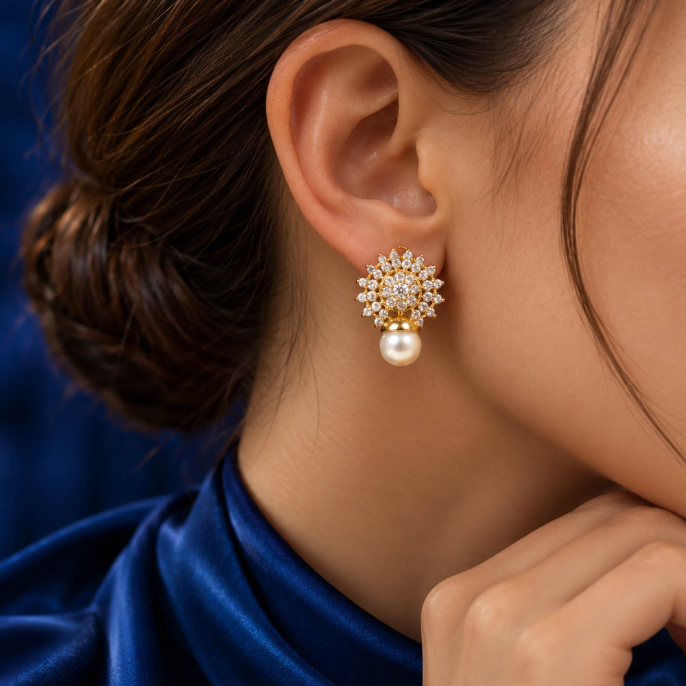 Radiant Pearl Tops – Pearl Stud Earrings for Women - Back